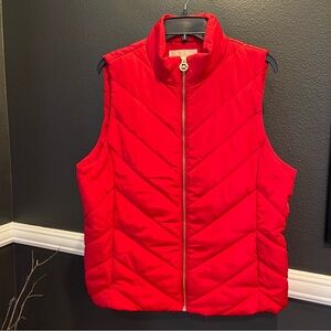 Michael Kors Women’s Red Sleeveless Full Zip Puffer Vest Size XL